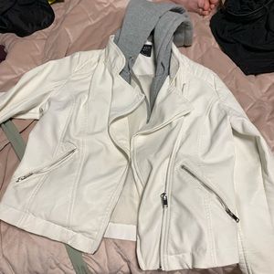 Faux leather jacket with hood